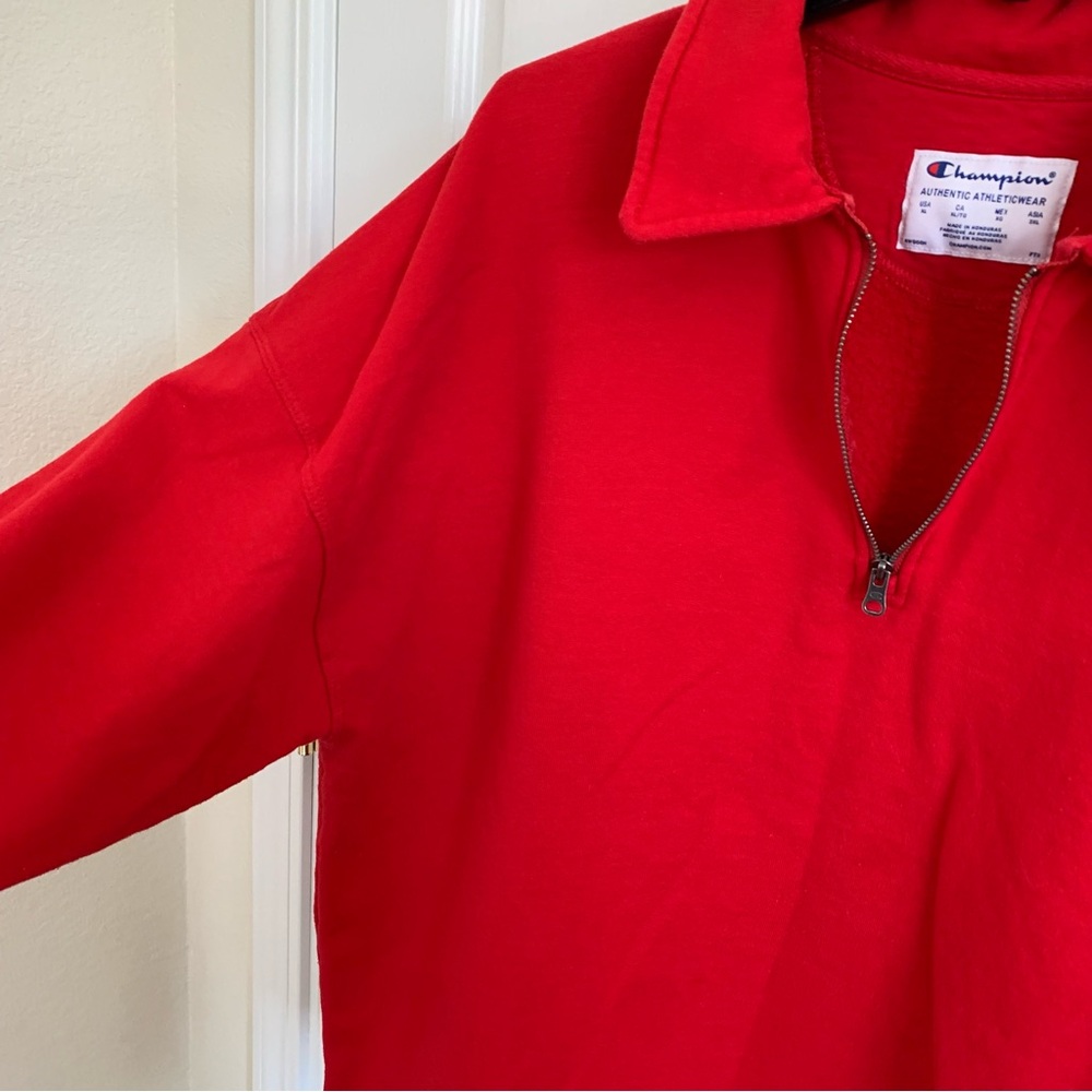 Champion Red Half-Zip Pullover Sweatshirt - Picture 4 of 9